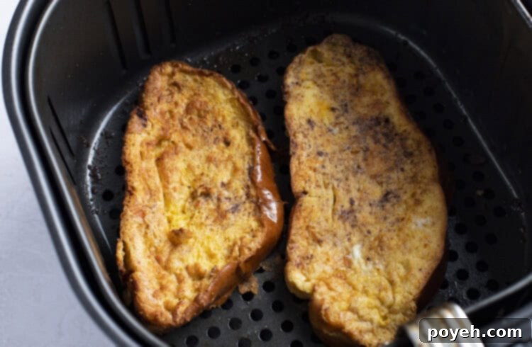 French toast in air fryer basket