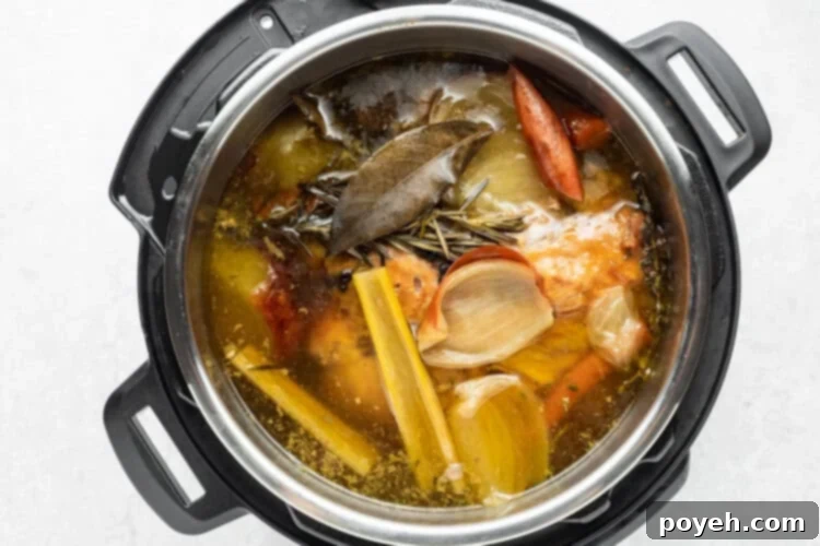 Instant Pot set to pressure cook turkey stock