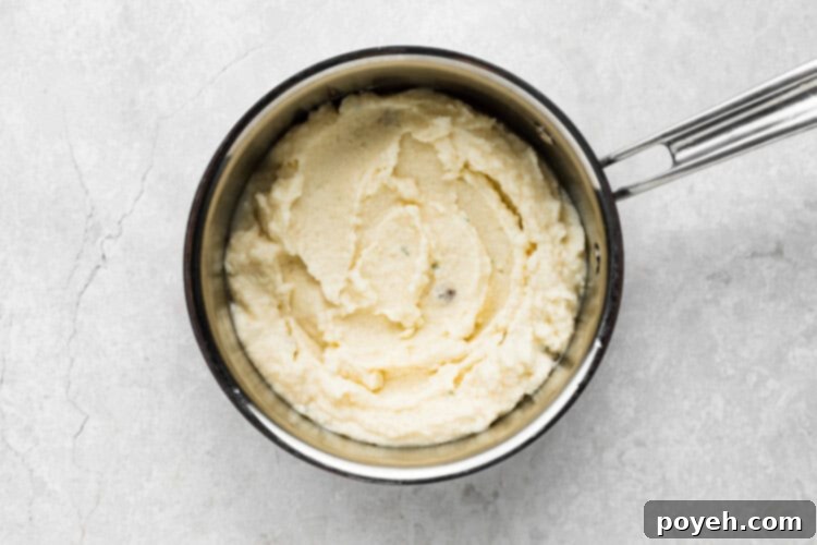 Heating mashed potatoes in a pot