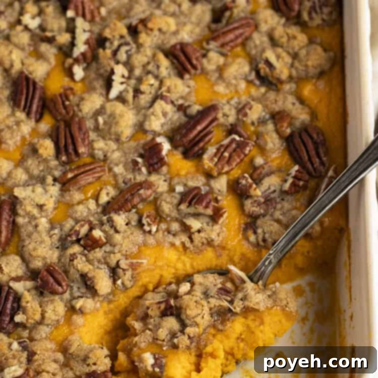 Sweet potato pudding in a casserole dish