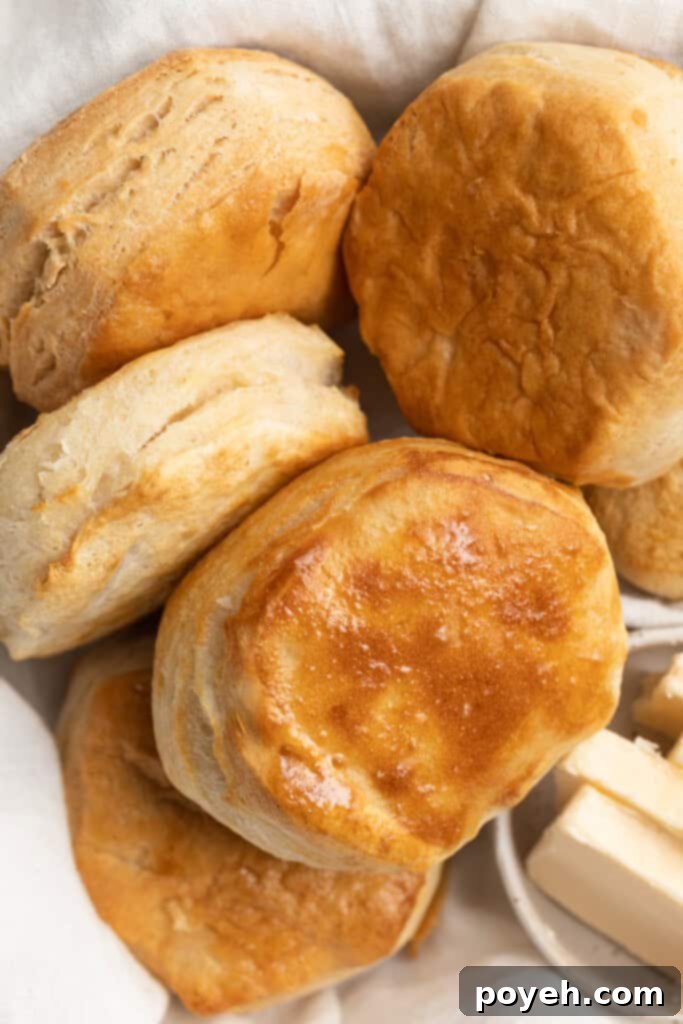 air fryer frozen biscuits in a basket with butter on the side