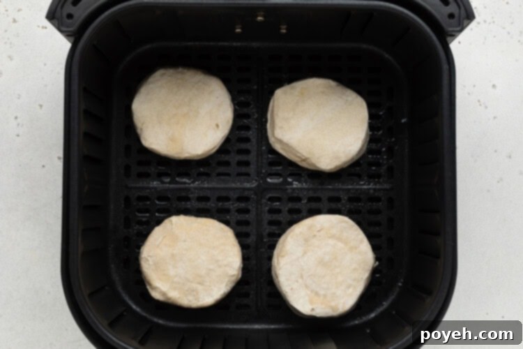 air fryer frozen biscuits step 1