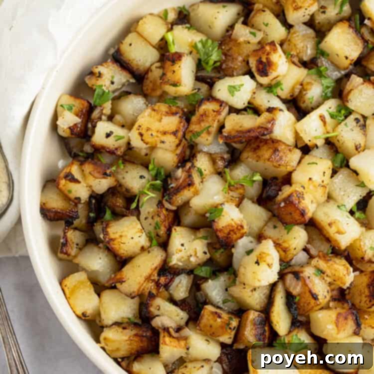 Southern fried potatoes in a large bowl, ready to serve