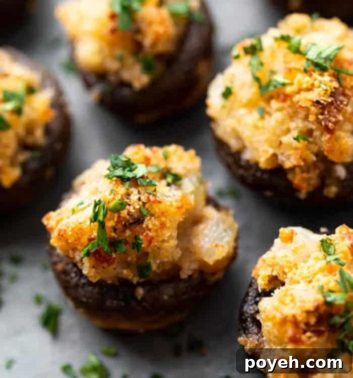 Wholesome Stuffed Mushroom Bites 6 Close-up of vegetarian stuffed mushrooms
