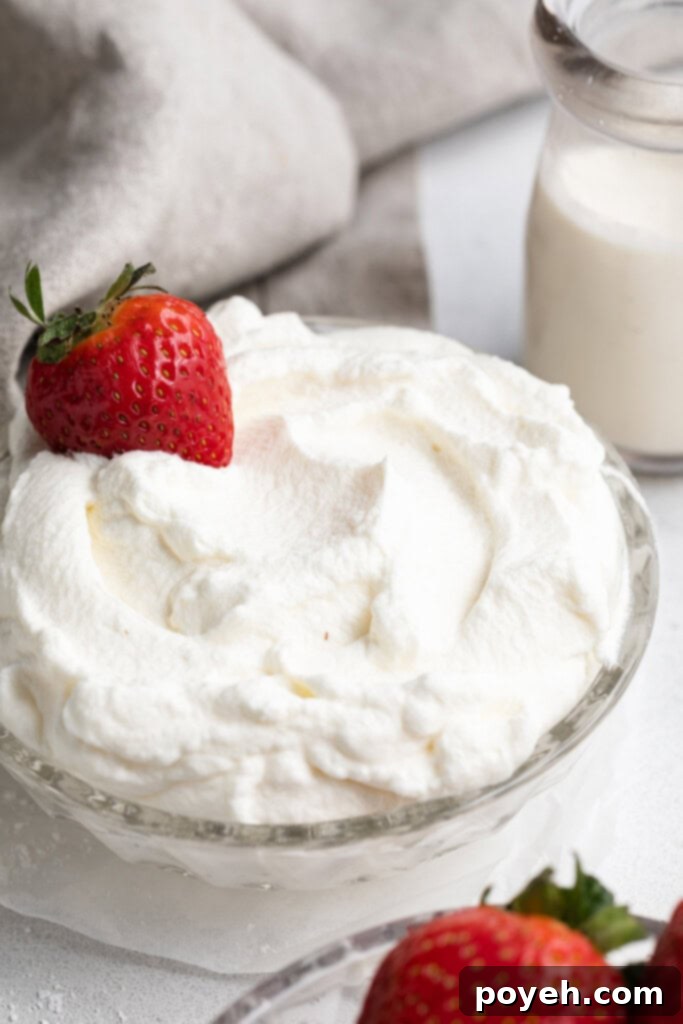 keto whipped cream in a bowl with fresh strawberries, ready to serve as a delicious low-carb dessert