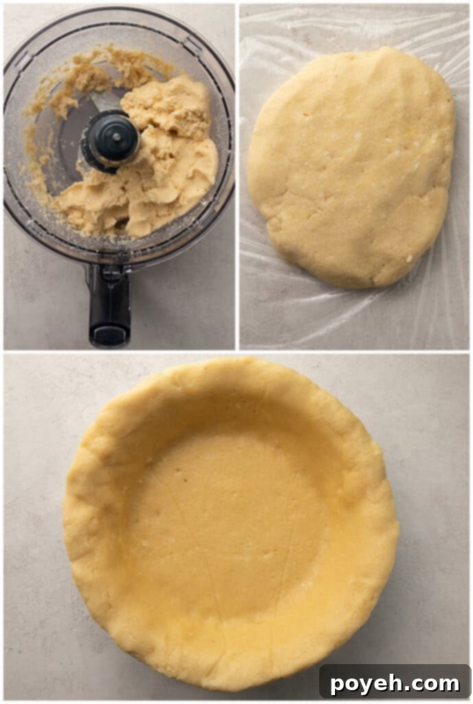 Step-by-step instructional photo for making keto meat pie crust