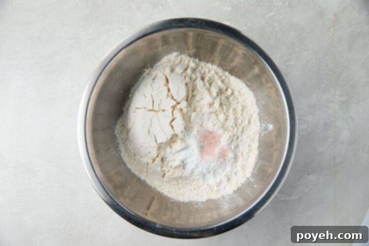 Flour mixture in a silver bowl