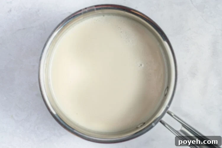 Coconut milk and almond slurry in a large saucepan.