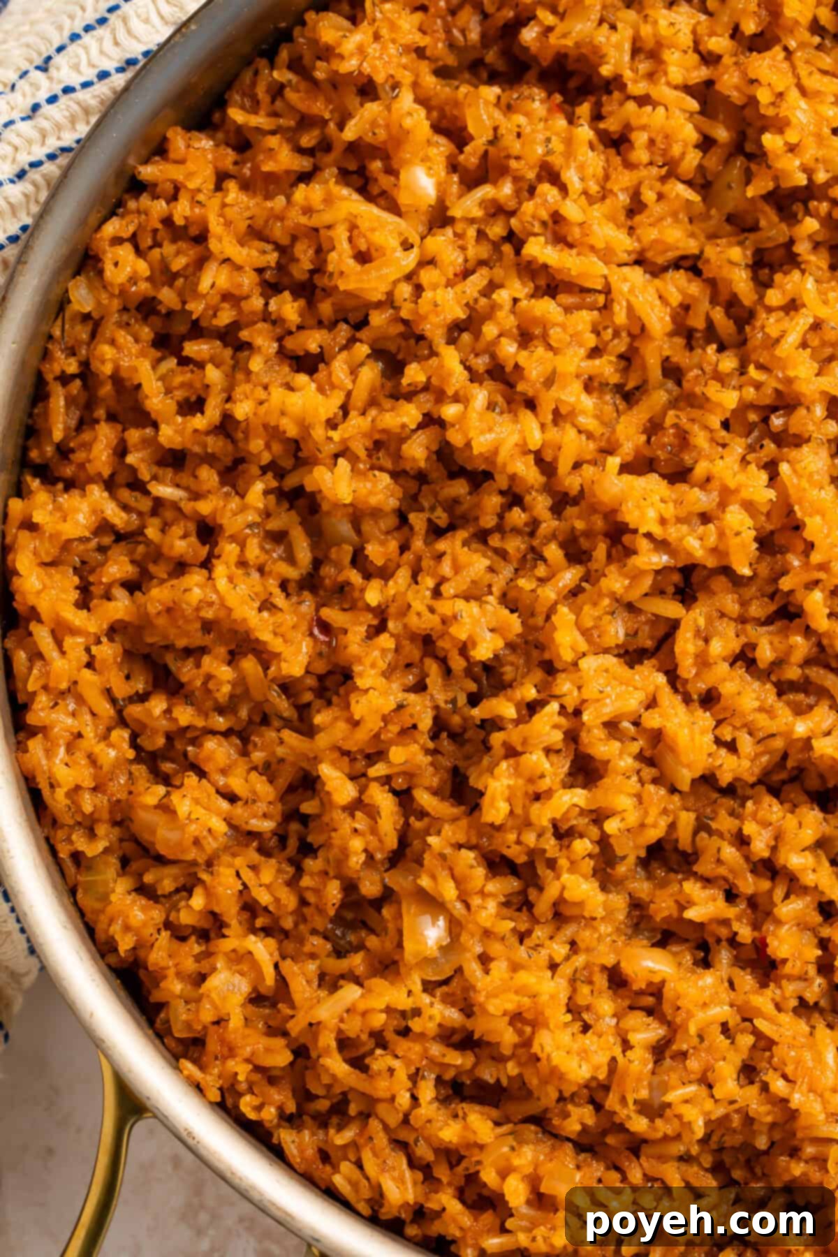 Texas Roadhouse Style Rice 2 Close up of a pan of Texas Roadhouse Rice.